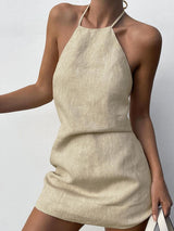 Halter Linen Mini Dress