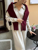 Knit Collar Midi Dress