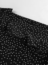 Puff Sleeve V Neck Polka Dot Maxi Dress