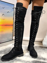 Suede Lace Up Long Boots