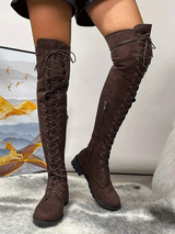 Suede Lace Up Long Boots