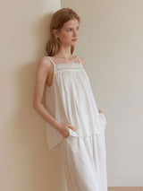 Kafiloe Lace Trim Camisole Pajama Set