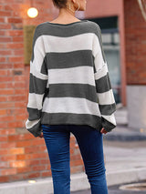 Crew Neck Stripe Sweater