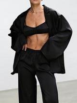 Satin Long Sleeve Robe & Vest Lounge Set