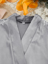 Satin Lace Robe & Vest Lounge Set