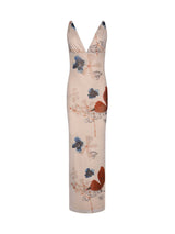 V Neck Butterfly Print Maxi Dress