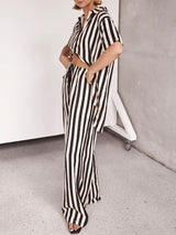 Stripe Polo Shirt & Long Pant Set