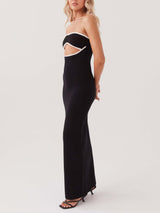 Strapless Hollow Out Bodycon Maxi Dress