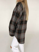 Contrast Color Long Sleeve Plaid shirt