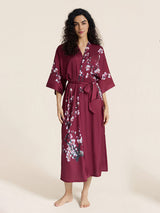 Kafiloe Floral Printed Long Kimono Robe