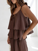 Cotton Sleeveless Tank Top & Wide Pants Set