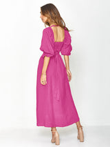 Latern Sleeve Reversible Maxi Dress