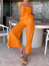 Spaghetti Strap Tie Up Hollow Out Jumpsuit