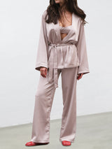 Satin Long Sleeve Robe & Vest Lounge Set