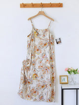 Spaghetti Strap Satin Print Midi Nightdress