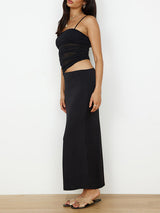 Spaghetti Strap Pleated Tank Top & Long Skirt Set