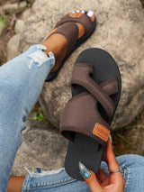 Solid Color Cross Strap Flat Slippers