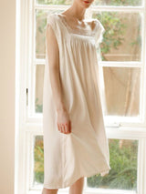 Solid Lace Stitching Lounge Nightdress