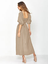 Latern Sleeve Reversible Maxi Dress