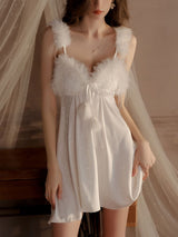 Kafiloe Starry Feather Trim Cami Nightgown