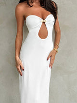 Strapless Hollow Out High Waist Maxi Dress