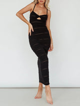 Spaghetti Strap Hollow Out Knit Maxi Dress