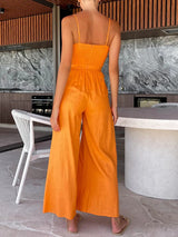 Spaghetti Strap Tie Up Hollow Out Jumpsuit