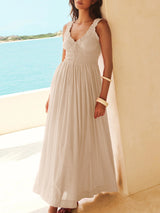 Lace Strap Drawstring Maxi Dress