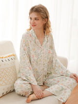 Kafiloe Floral Cotton Long Sleeve Pajamas Set