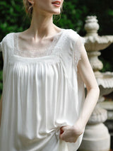 Solid Lace Stitching Lounge Nightdress