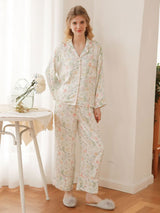 Kafiloe Floral Cotton Long Sleeve Pajamas Set