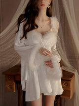 Kafiloe Starry Feather Trim Cami Nightgown