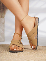 Cross Strap Buckle Beach Sandals