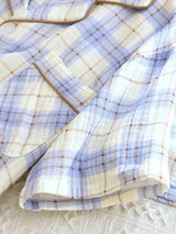 Crepe Plaid Color Block Pajama Set