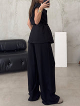 Sleeveless Tie Up Cardigan & Long Pant Set