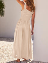 Lace Strap Drawstring Maxi Dress