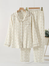 Floral Print Long Sleeve Cotton Pajama Set