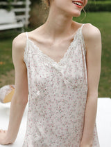 Floral Satin Spaghetti Strap Mini Nightdress