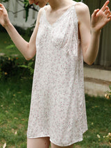 Floral Satin Spaghetti Strap Mini Nightdress