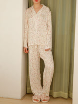 Willow Leaf Floral Print Pajama Set