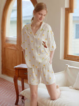 Short Sleeve Koala Pocket Printed Pajamas Set