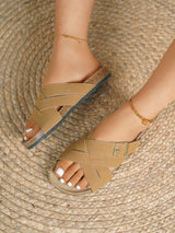 Cross Strap Buckle Beach Sandals