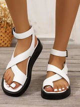 Cross Strap Ankle Buckle Platform Sandals