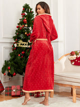 Embossed Gingerbread Man Hooded Christmas Robe