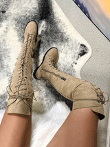 Suede Lace Up Long Boots