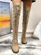 Suede Lace Up Long Boots