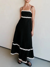 Wave Striped Sleeveless Maxi Dress