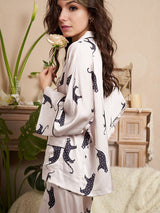 Leopard Dolaman Sleeve Pajamas Set