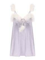 Kafiloe Starry Feather Trim Cami Nightgown