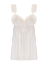 Kafiloe Starry Feather Trim Cami Nightgown